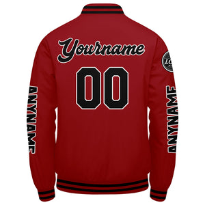 Chaquetas universitarias rojas y negras personalizadas para hombres & mujeres y jóvenes & Chaquetas Letterman personalizadas