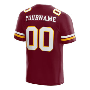 customized authentic football jersey red white -gold mesh