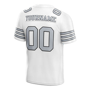 customized  authentic football jersey white gray-black mesh