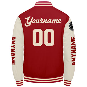 Chaquetas universitarias personalizadas de color rojo crema para hombres & mujeres y jóvenes & Chaquetas Letterman personalizadas