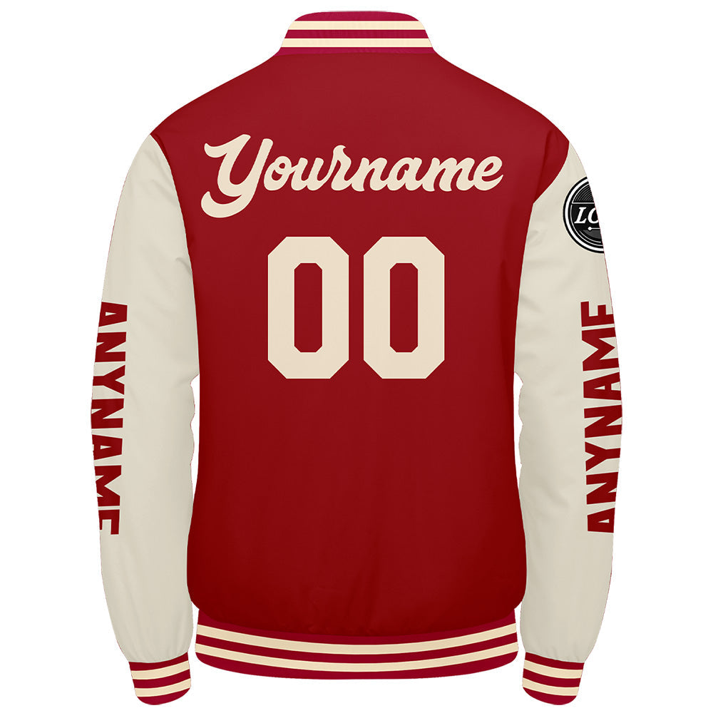 Chaquetas universitarias personalizadas de color rojo crema para hombres & mujeres y jóvenes & Chaquetas Letterman personalizadas
