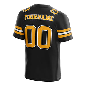 customized authentic football jersey black yellow -white mesh