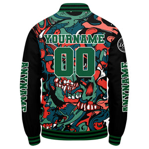 Chaquetas universitarias personalizadas en verde y naranja para hombres & mujeres y jóvenes & Chaquetas Letterman personalizadas