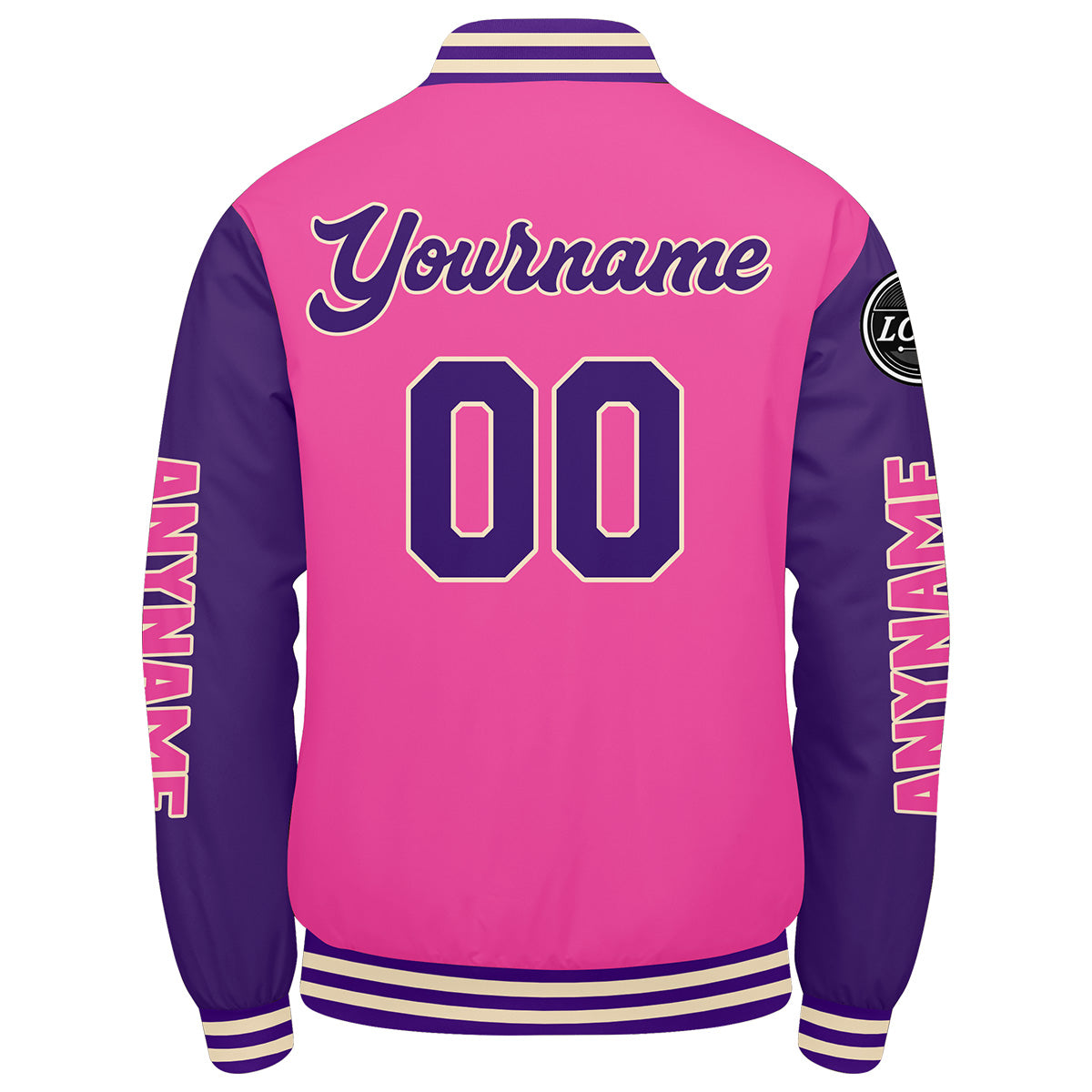 Chaquetas universitarias personalizadas en rosa y morado para hombres & mujeres y jóvenes & Chaquetas tipo Letterman personalizadas