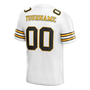 custom authentic football jersey gold black-white mesh