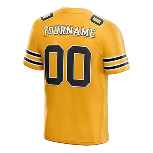 custom authentic football jersey gold black-white mesh