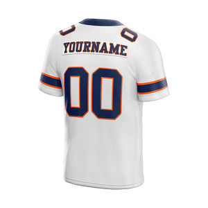 customized  authentic football jersey white navy -orange mesh