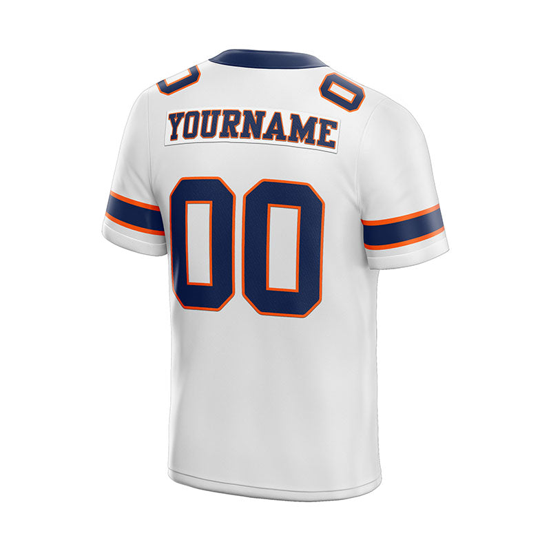 customized  authentic football jersey white navy -orange mesh