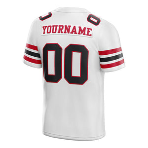 customized authentic football jersey black white-red mesh