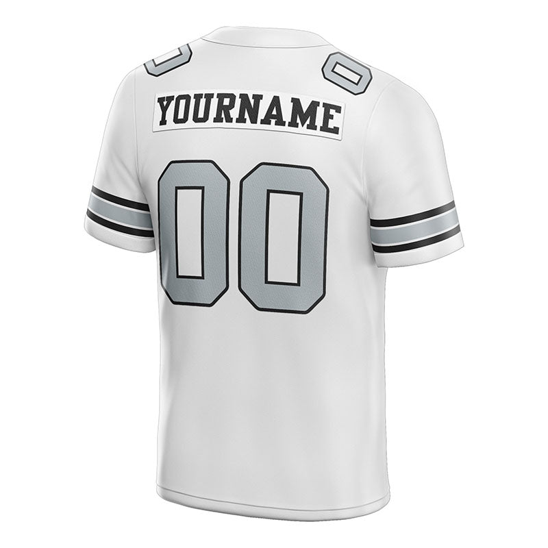 customized authentic football jersey black gray-white mesh