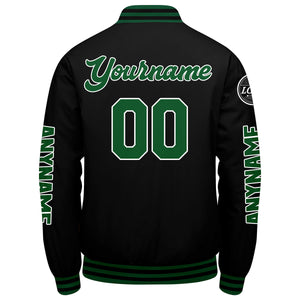 Chaquetas universitarias personalizadas en verde y negro para hombres & mujeres y jóvenes & Chaquetas Letterman personalizadas