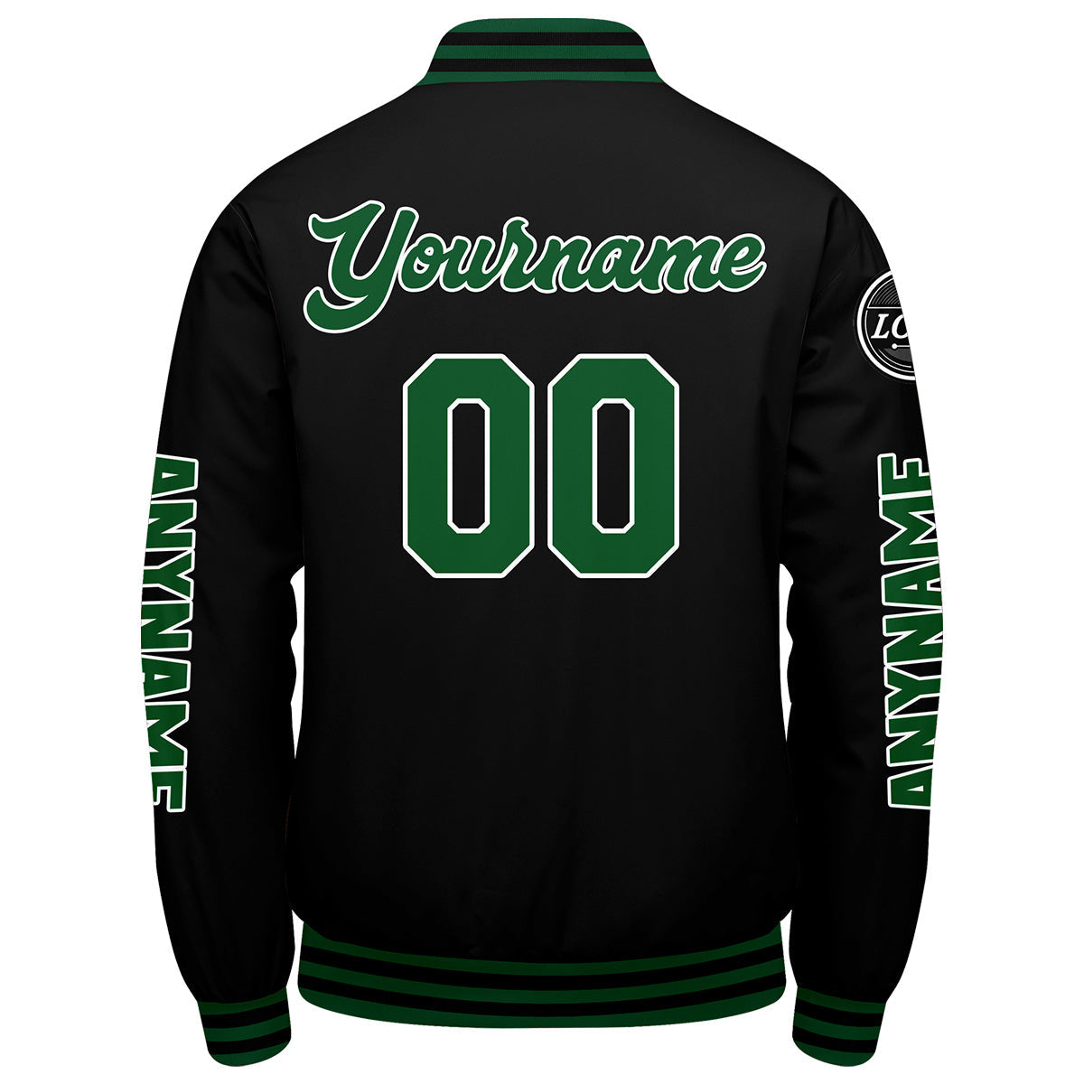 Chaquetas universitarias personalizadas en verde y negro para hombres & mujeres y jóvenes & Chaquetas Letterman personalizadas