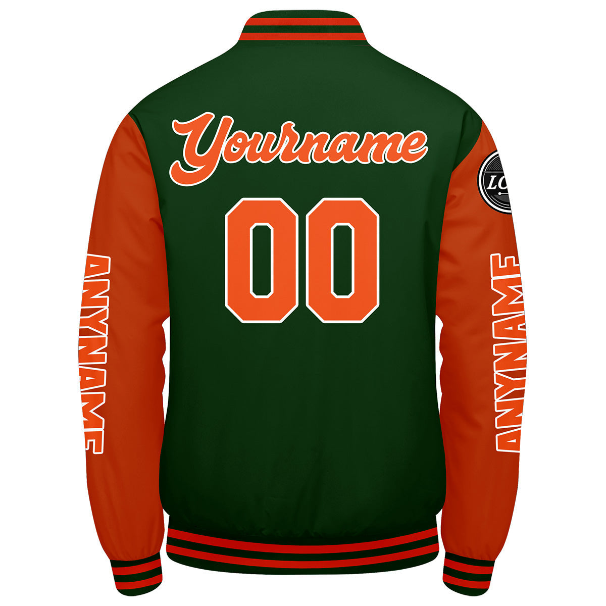 Chaquetas universitarias personalizadas de color verde oscuro y naranja para hombres & mujeres y jóvenes & Chaquetas Letterman personalizadas