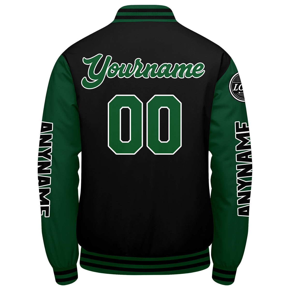 Chaquetas universitarias personalizadas en verde y negro para hombres & mujeres y jóvenes & Chaquetas Letterman personalizadas