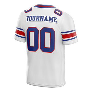 customized authentic football jersey white blue-red  mesh