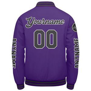 Chaquetas universitarias personalizadas en color morado y gris para hombres & mujeres y jóvenes & Chaquetas Letterman personalizadas