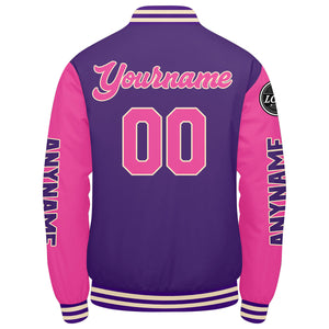 Chaquetas universitarias personalizadas en color morado y rosa para hombres & mujeres y jóvenes & Chaquetas estilo Letterman personalizadas