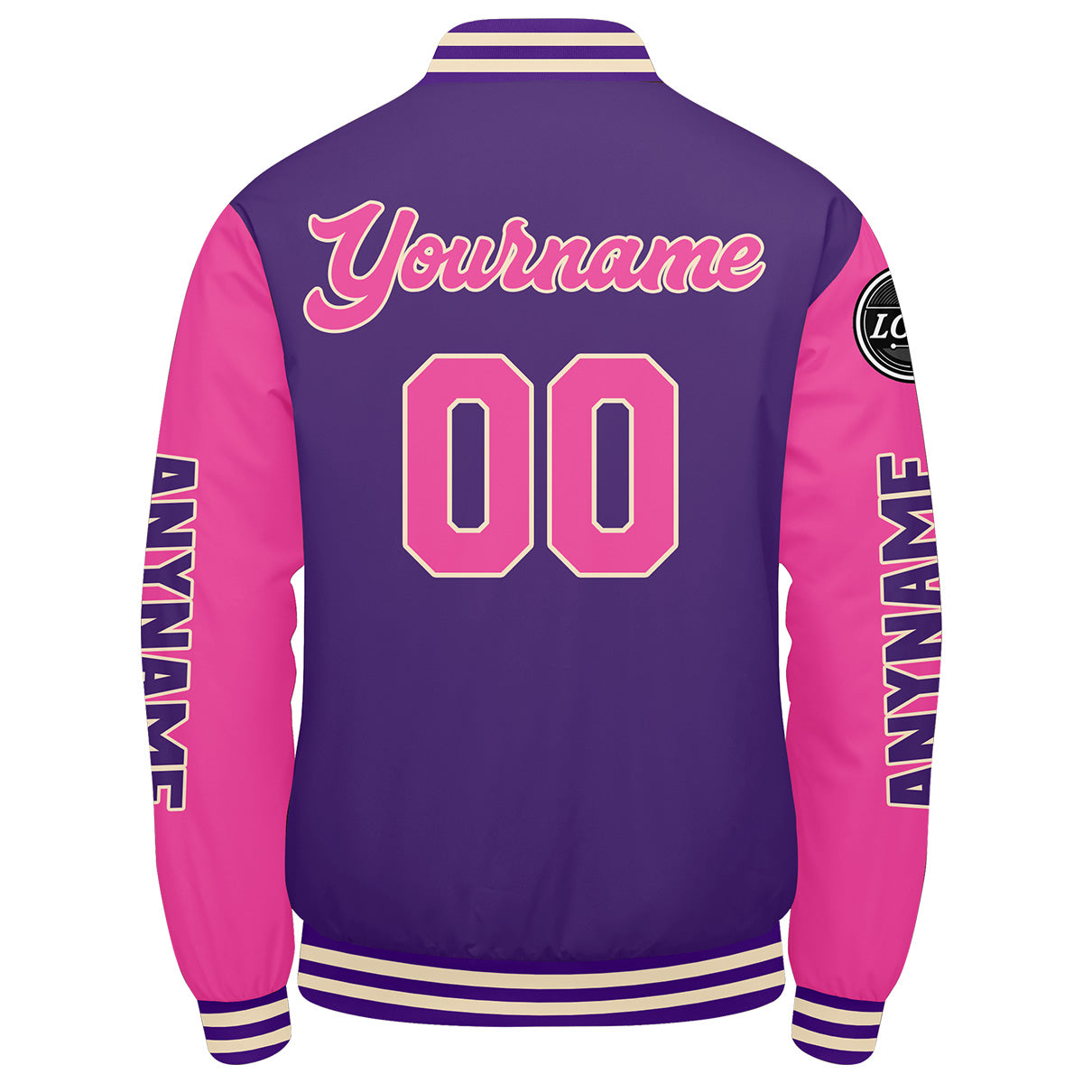 Chaquetas universitarias personalizadas en color morado y rosa para hombres & mujeres y jóvenes & Chaquetas estilo Letterman personalizadas