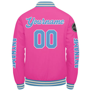 Chaquetas universitarias rosas personalizadas para hombres & mujeres y jóvenes & Chaquetas Letterman personalizadas