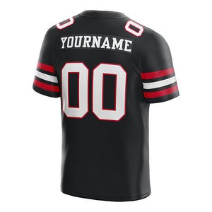 customized authentic football jersey black white-red mesh