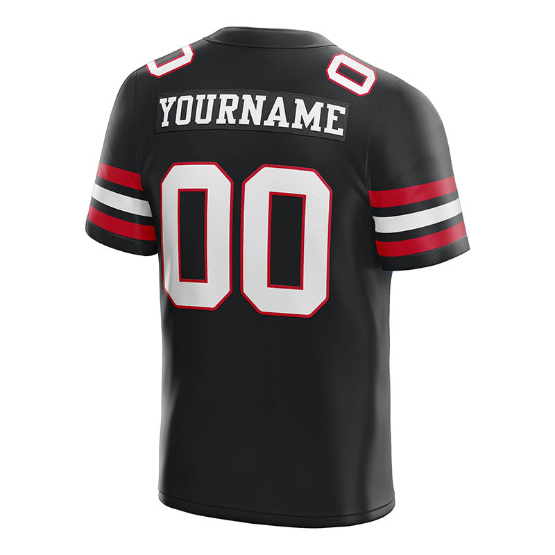 customized authentic football jersey black white-red mesh