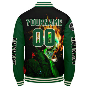 Chaquetas universitarias personalizadas en verde y negro para hombres & mujeres y jóvenes & Chaquetas Letterman personalizadas