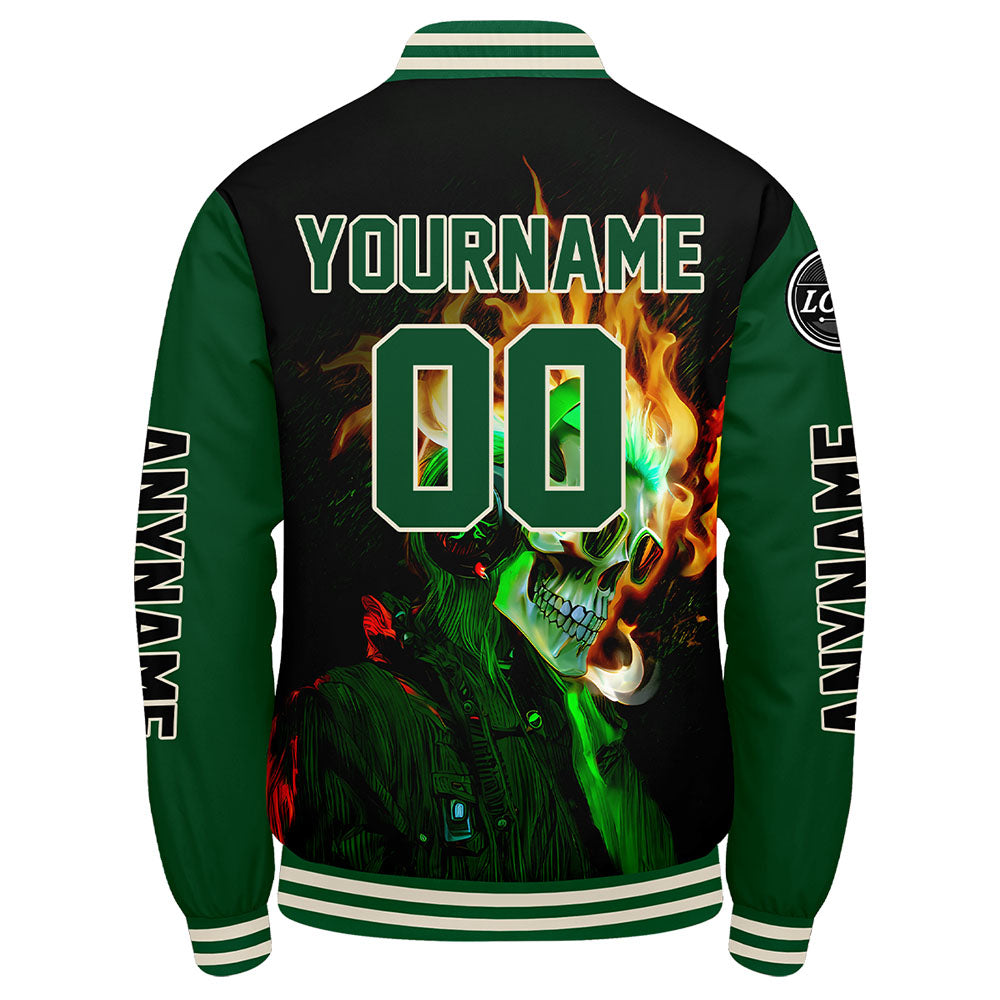 Chaquetas universitarias personalizadas en verde y negro para hombres & mujeres y jóvenes & Chaquetas Letterman personalizadas