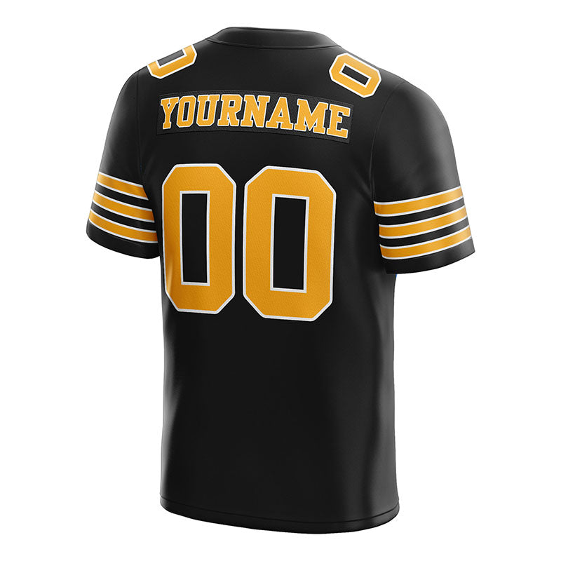 customized  authentic football jersey black gold-white mesh