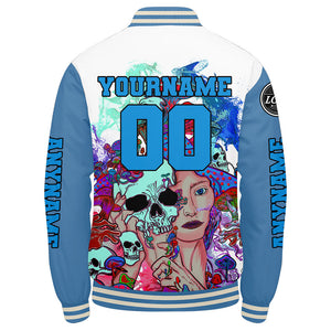 Chaquetas universitarias azul claro personalizadas para hombres & mujeres y jóvenes & Chaquetas Letterman personalizadas