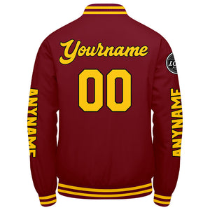 Chaquetas universitarias personalizadas de color amarillo carmesí para hombres & mujeres y jóvenes & Chaquetas tipo Letterman personalizadas