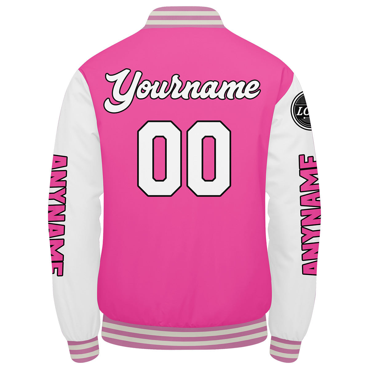 Chaquetas universitarias personalizadas en rosa y blanco para hombres & mujeres y jóvenes & Chaquetas Letterman personalizadas