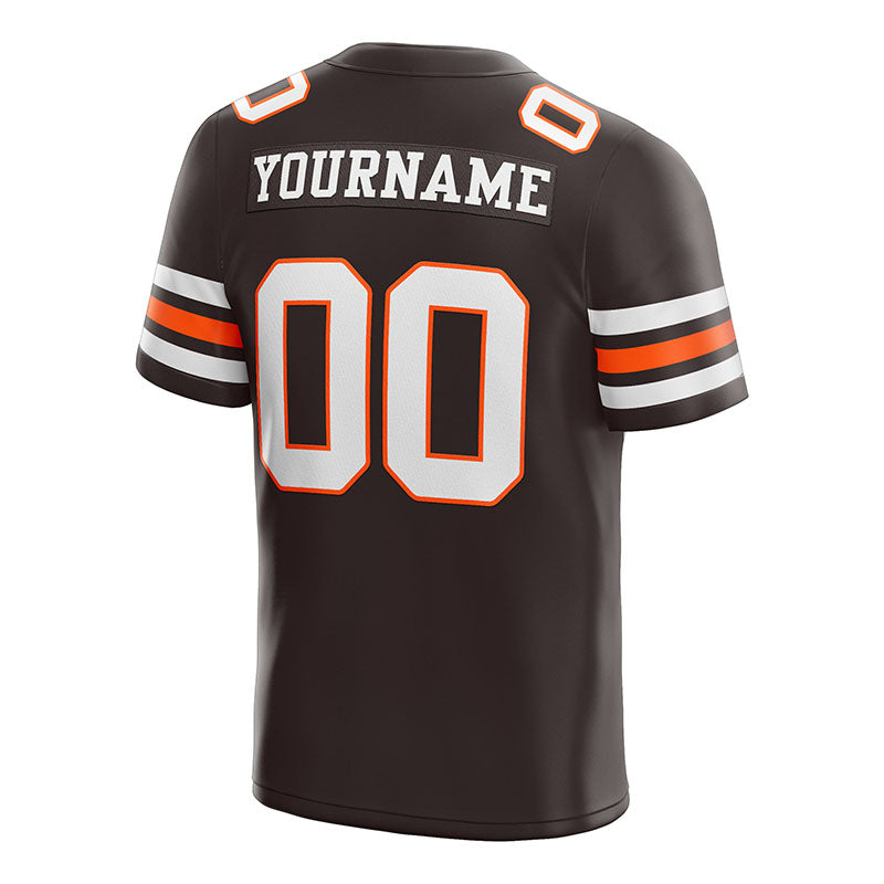 customized authentic football jersey brown white-orange mesh