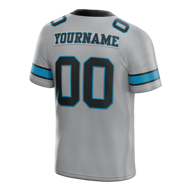customized  authentic football jersey gray black -panther blue mesh