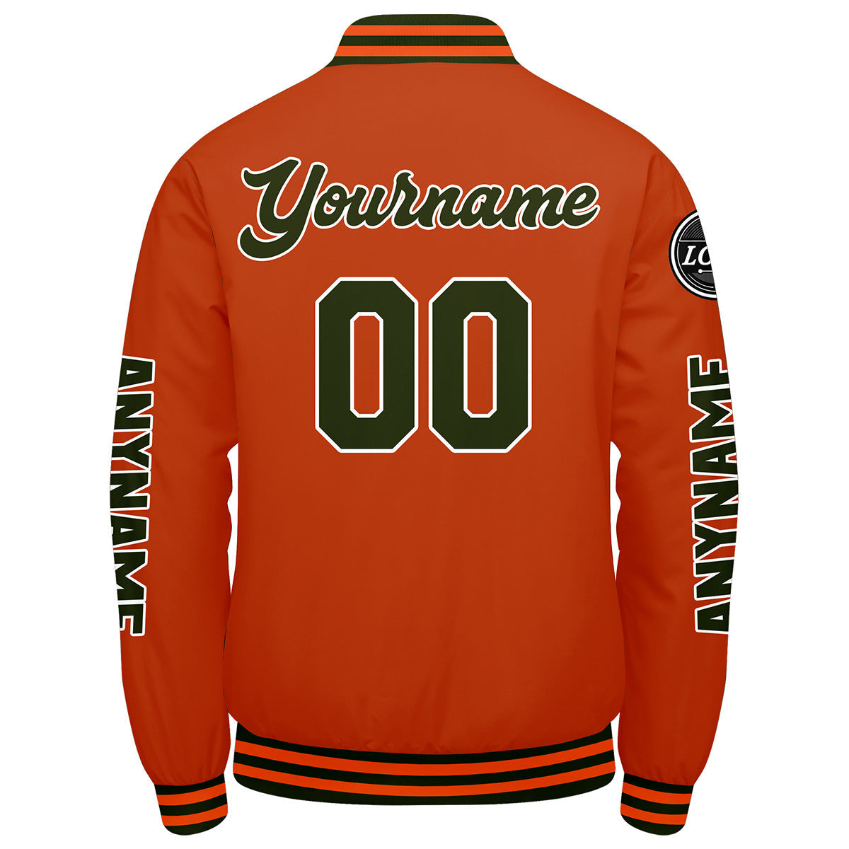 Chaquetas universitarias personalizadas de color verde oliva y naranja para hombres & mujeres y jóvenes & Chaquetas tipo Letterman personalizadas