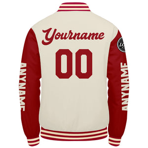 Chaquetas universitarias personalizadas de color rojo crema para hombres & mujeres y jóvenes & Chaquetas Letterman personalizadas