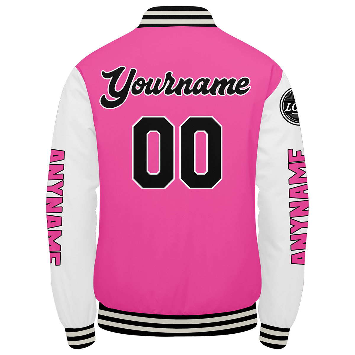 Chaquetas universitarias personalizadas en rosa y blanco para hombres & mujeres y jóvenes & Chaquetas Letterman personalizadas