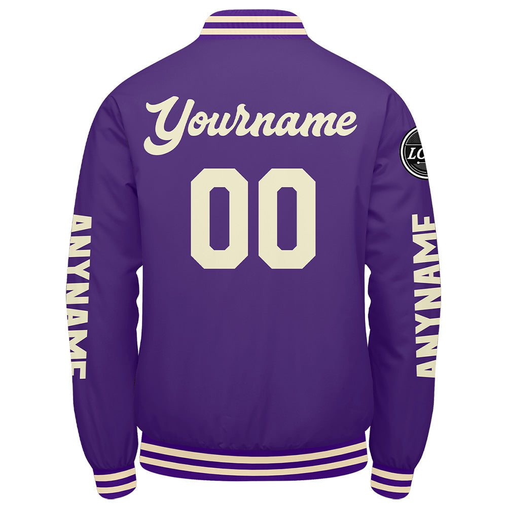 Chaquetas universitarias personalizadas color crema púrpura para hombres & mujeres y jóvenes & Chaquetas Letterman personalizadas