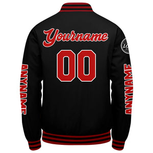 Chaquetas universitarias rojas y negras personalizadas para hombres & mujeres y jóvenes & Chaquetas Letterman personalizadas