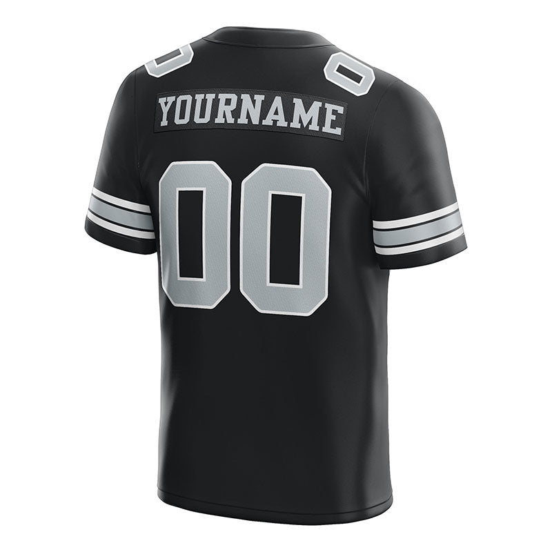 customized authentic football jersey black gray-white mesh
