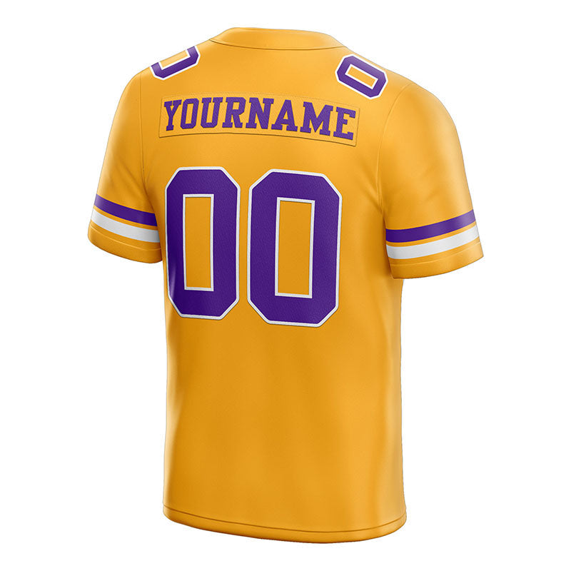 customized authentic football jersey gold purple -white mesh