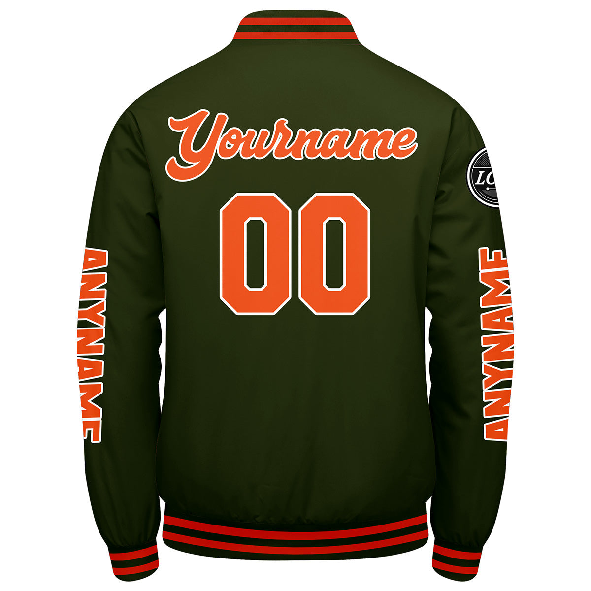 Chaquetas universitarias personalizadas de color verde oliva y naranja para hombres & mujeres y jóvenes & Chaquetas tipo Letterman personalizadas