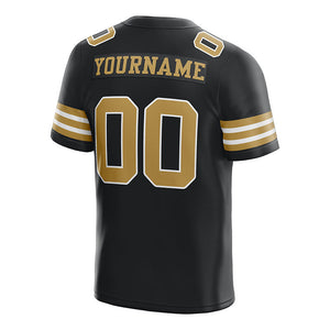 customized authentic football jersey black gold-white   mesh