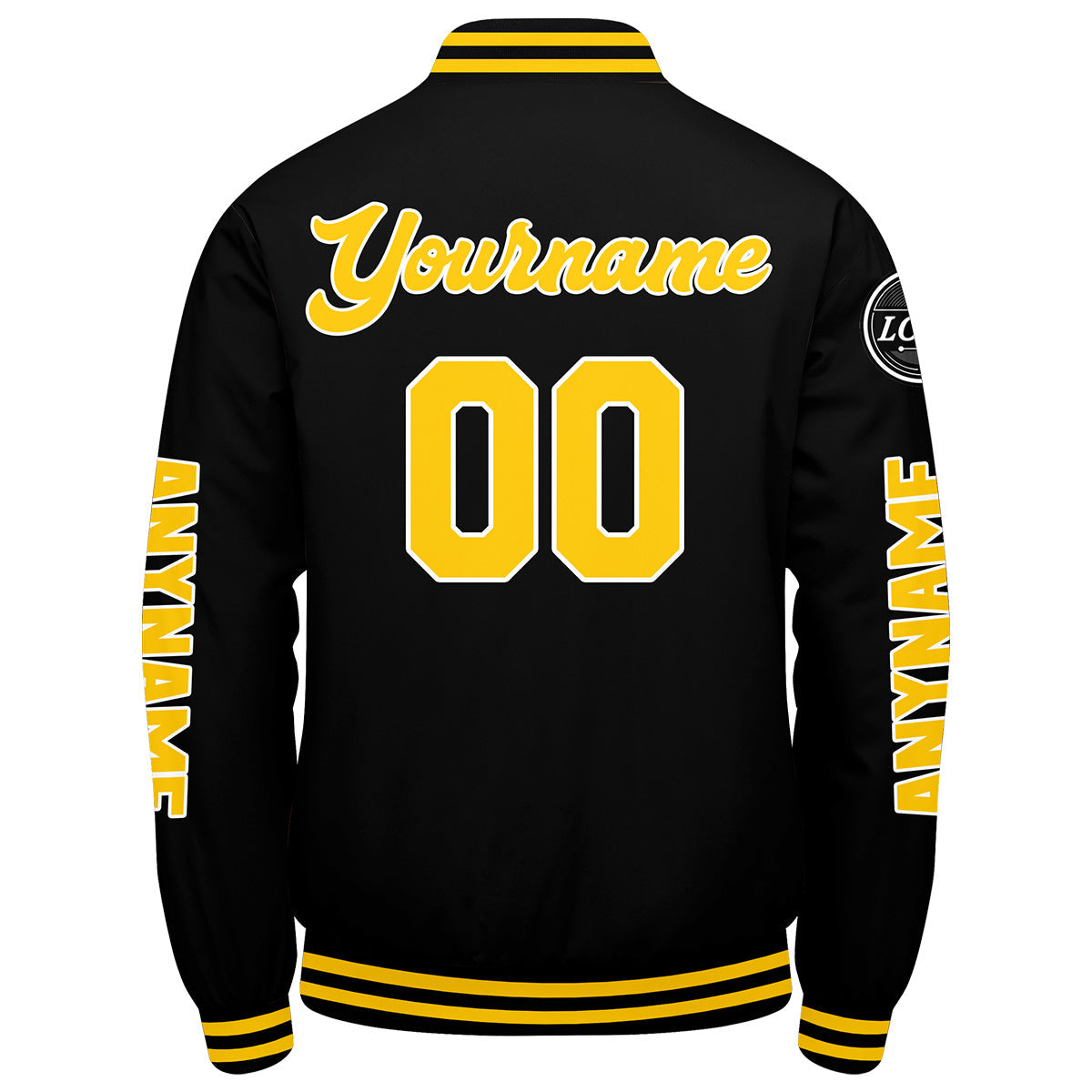 Chaquetas universitarias personalizadas negras y amarillas para hombres & mujeres y jóvenes & Chaquetas Letterman personalizadas