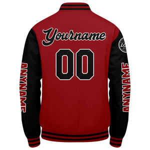 Chaquetas universitarias rojas y negras personalizadas para hombres & mujeres y jóvenes & Chaquetas Letterman personalizadas