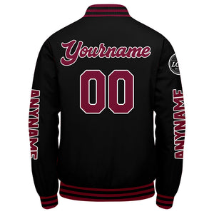 Chaquetas universitarias personalizadas en color carmesí y negro para hombres & mujeres y jóvenes & Chaquetas tipo Letterman personalizadas