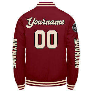 Chaquetas universitarias personalizadas color crema carmesí para hombres & mujeres y jóvenes & Chaquetas Letterman personalizadas