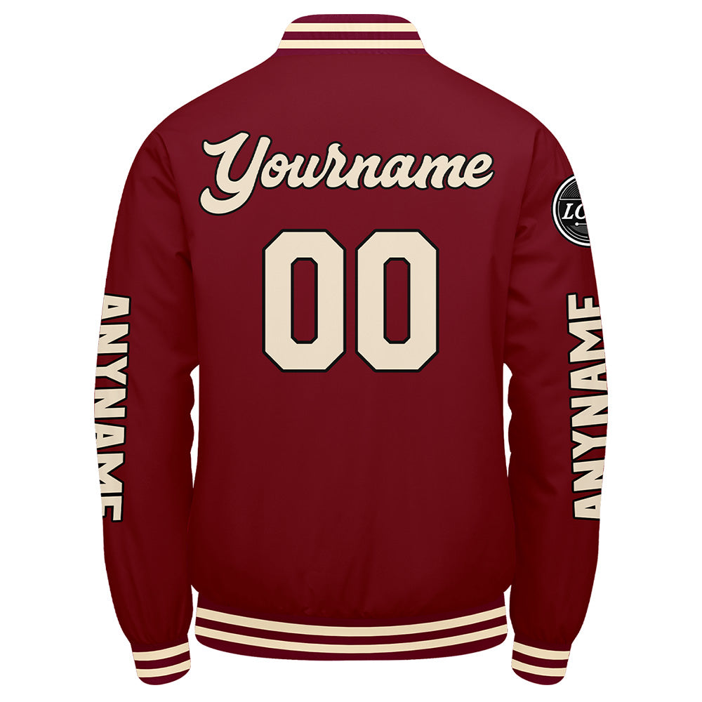 Chaquetas universitarias personalizadas color crema carmesí para hombres & mujeres y jóvenes & Chaquetas Letterman personalizadas