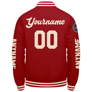 Chaquetas universitarias personalizadas de color rojo crema para hombres & mujeres y jóvenes & Chaquetas Letterman personalizadas