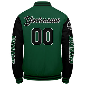 Chaquetas universitarias personalizadas en verde y negro para hombres & mujeres y jóvenes & Chaquetas Letterman personalizadas