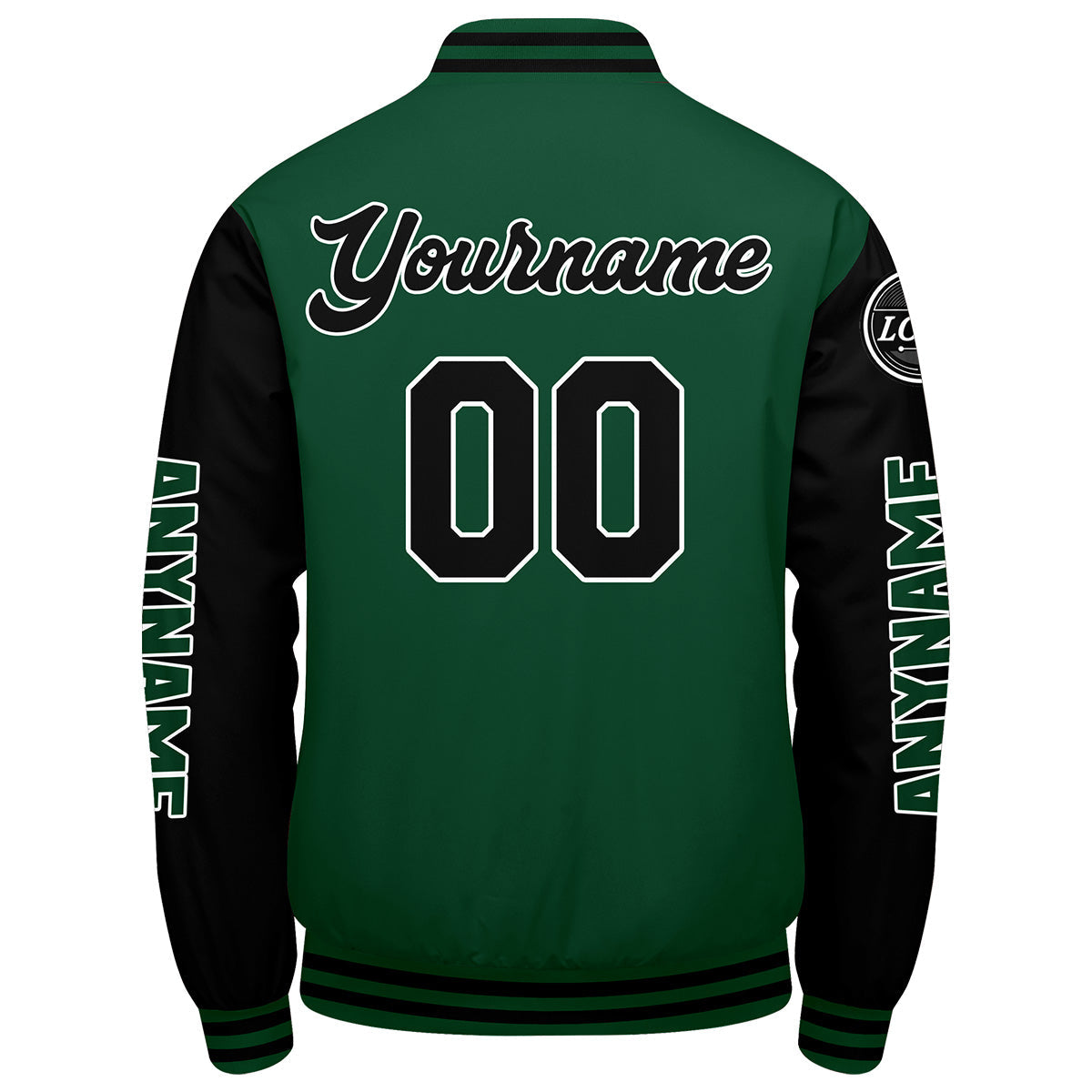 Chaquetas universitarias personalizadas en verde y negro para hombres & mujeres y jóvenes & Chaquetas Letterman personalizadas
